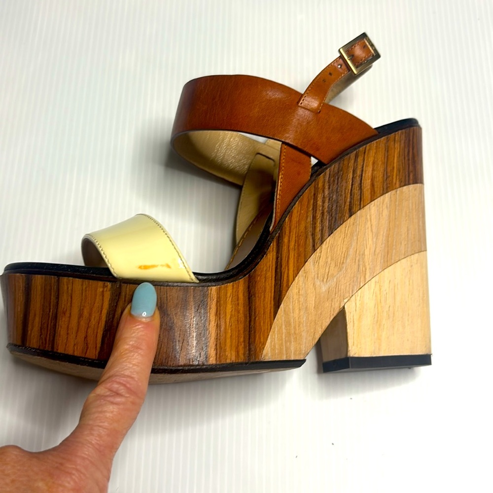 Jimmy Choo Brown and Cream Wedge Sandals - Picture 7 of 11